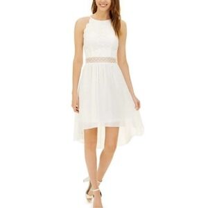 BCX 7 Juniors White Lace Bodice Dress Sleeveless Midi Party‎ Wedding Guest